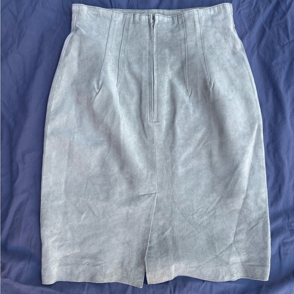 Beautiful Vintage Dana Brooke green suede pencil skirt  size 6 - Picture 2 of 5